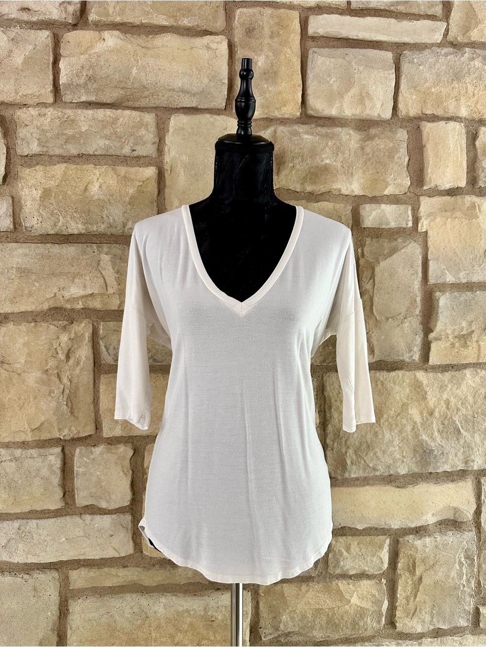 Express White V-Neck Long Sleeve Top
